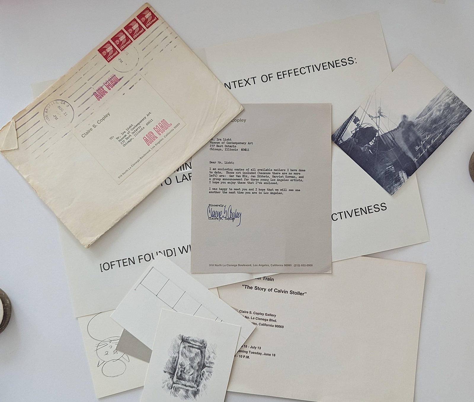 Ephemera 1970s Claire Copley Gallery and Mr. Ira Licht: The provenance of this lot is from the estate of a deceased formal art collector in Miami, FL. Please see all the included images to read all related information and review it's actual condition. This