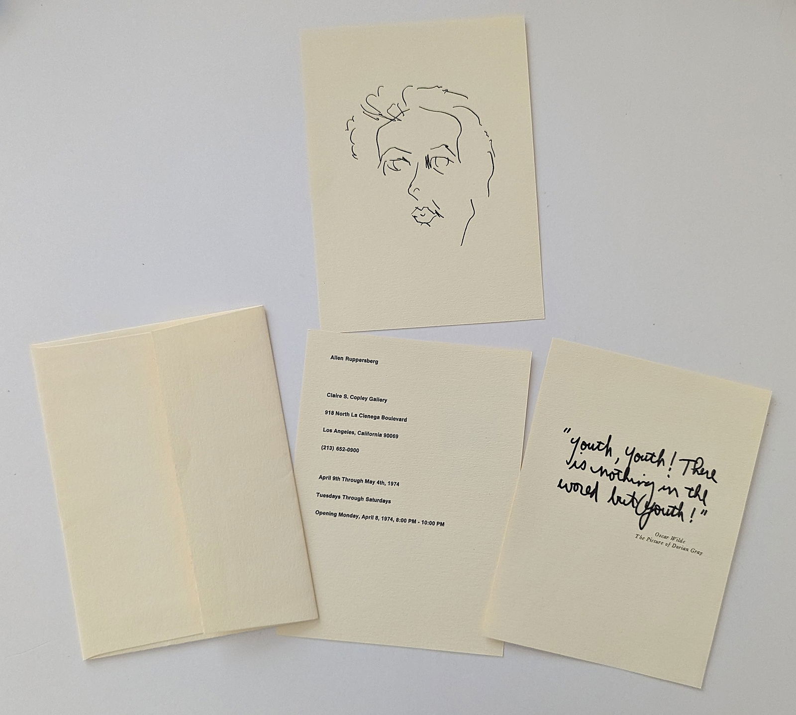 Art Card ALLEN RUPPERSBERG Claire S. Copley Gallery, 1974: The provenance of this lot is from the estate of a deceased formal art collector in Miami, FL. Please see all the included images to read all related information and review it's actual condition. This