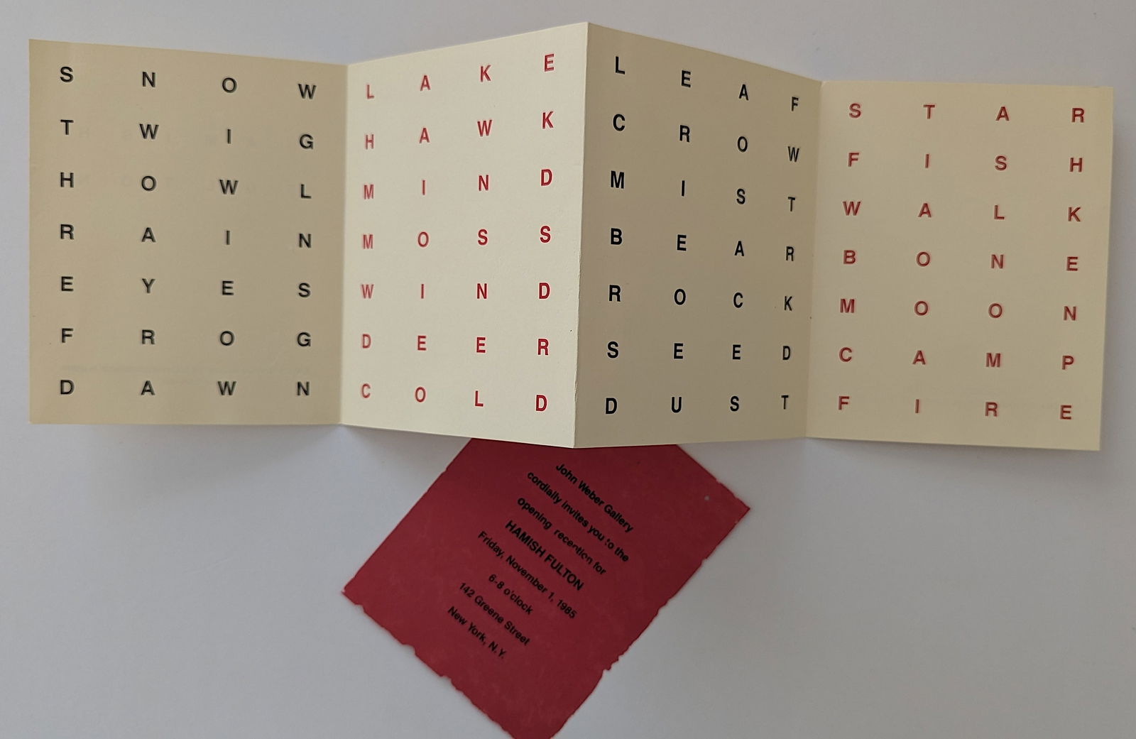 Exhibition Catalog HAMISH FULTON - John Weber Gallery , NYC 1985: The provenance of this lot is from the estate of a deceased formal art collector in Miami, FL. Please see all the included images to read all related information and review it's actual condition. This