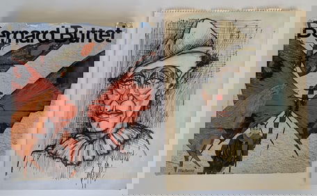 BERNARD BUFFET Drawing and Hand Autographed Book, 1964