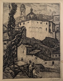 Etching 1930s  by ENRIQUE CARAVIA (1905-1922) L. Ed. 5/25