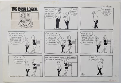ART SANSOM Original Ink Comic Strip THE BORN LOSER, 1974