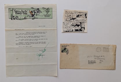 JIMMY HATLO Original Signed Letter & Ink Comic Strip, 1962