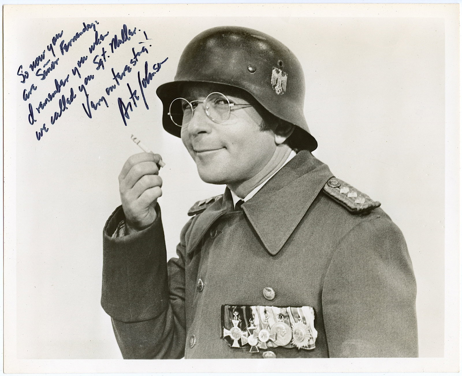 OPP!!! Autographed Scarce Collectors ARTIE JOHNSON: The provenance of this lot is from a deceased collector in South Florida. Authentic hand signed vintage photo dedicated to Mr. James Fernandez. Mr. Fernandez was a Manager of The Regency Hotel in New 