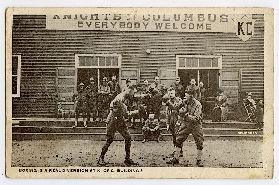 Rare AUTHENTIC Vintage Antique Scarce BOXING Card AT KNIGHTS COLUMBUS: The provenance of this lot is from the private collection of the father (inheritance) of it's last owner in FL. This is real original antique card (No a later reproduction) mainly produced during the 