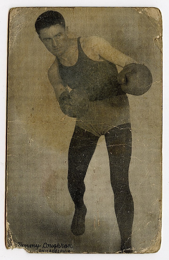 Rare AUTHENTIC Vintage Antique Scarce BOXING Card TOMMY LOUGHRAN: The provenance of this lot is from the private collection of the father (inheritance) of it's last owner in FL. This is real original antique card (No a later reproduction) mainly produced during the 