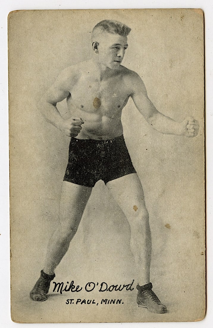 Rare AUTHENTIC Vintage Antique Scarce BOXING Card MIKE O'DOWD: The provenance of this lot is from the private collection of the father (inheritance) of it's last owner in FL. This is real original antique card (No a later reproduction) mainly produced during the 