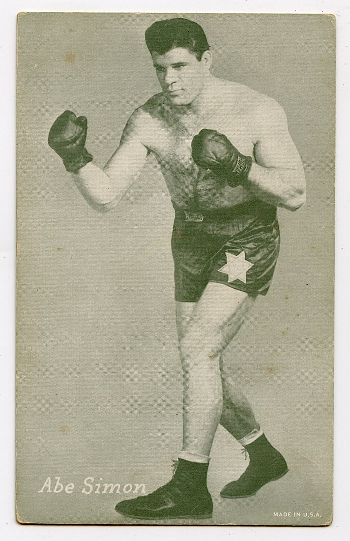 Rare AUTHENTIC Vintage Antique Scarce BOXING Card ABE SIMON: The provenance of this lot is from the private collection of the father (inheritance) of it's last owner in FL. This is real original antique card (No a later reproduction) mainly produced during the