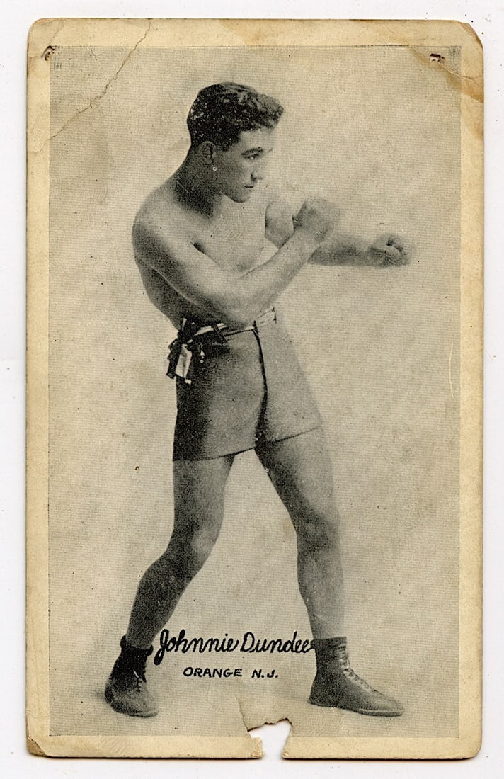 Rare AUTHENTIC Vintage Antique Scarce BOXING Card JOHNNIE DUNDEE: The provenance of this lot is from the private collection of the father (inheritance) of it's last owner in FL. This is real original antique card (No a later reproduction) mainly produced during the 