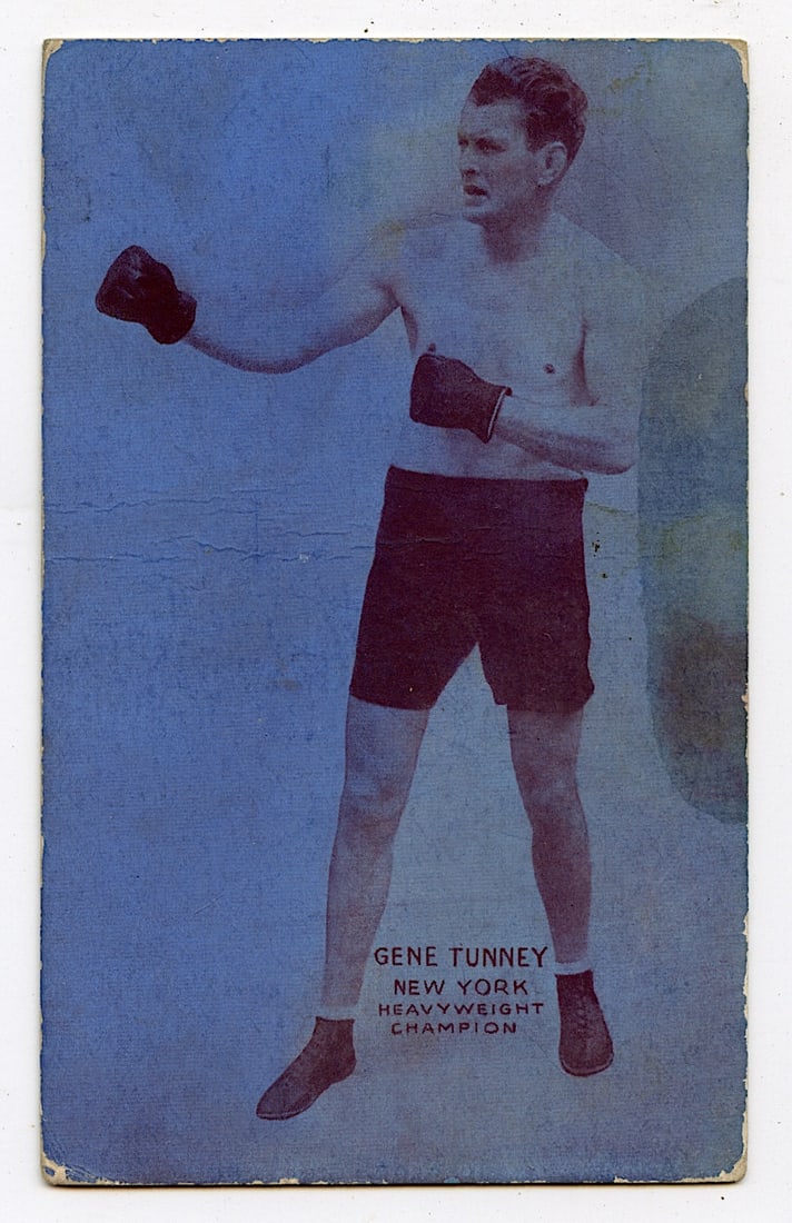 Rare AUTHENTIC Vintage Antique Scarce BOXING Card GENE TUNNEY: The provenance of this lot is from the private collection of the father (inheritance) of it's last owner in FL. This is real original antique card (No a later reproduction) mainly produced during the 