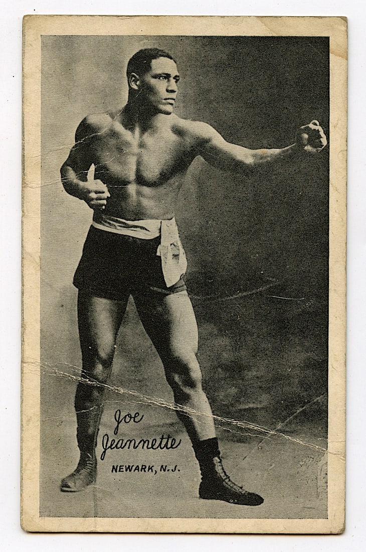 Rare AUTHENTIC Vintage Antique Scarce BOXING Card JOE JEANNETTE: The provenance of this lot is from the private collection of the father (inheritance) of it's last owner in FL. This is real original antique card (No a later reproduction) mainly produced during the 