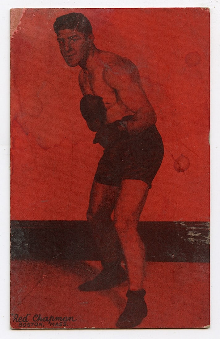 Rare AUTHENTIC Vintage Antique Scarce BOXING Card RED CHAPMAN: The provenance of this lot is from the private collection of the father (inheritance) of it's last owner in FL. This is real original antique card (No a later reproduction) mainly produced during the 