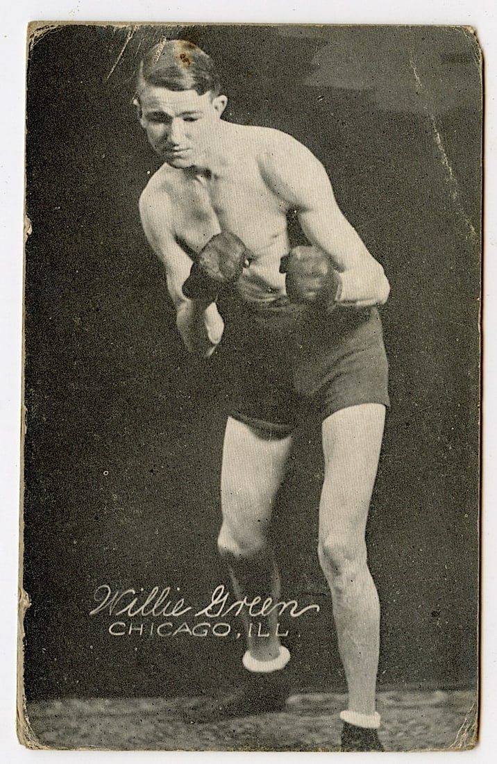 Rare AUTHENTIC Vintage Antique Scarce BOXING Card WILLIE GREEN: The provenance of this lot is from the private collection of the father (inheritance) of it's last owner in FL. This is real original antique card (No a later reproduction) mainly produced during the 
