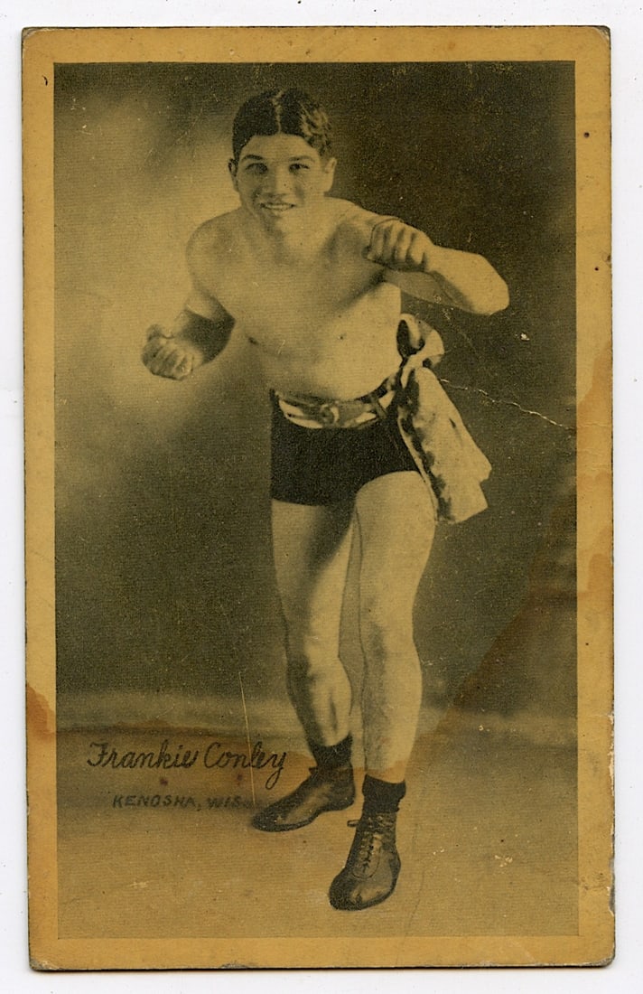Rare AUTHENTIC Vintage Antique Scarce BOXING Card FRANKIE CONLEY: The provenance of this lot is from the private collection of the father (inheritance) of it's last owner in FL. This is real original antique card (No a later reproduction) mainly produced during the 