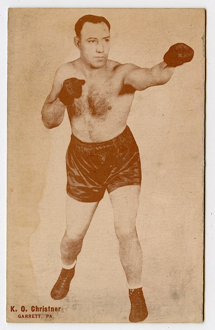 Rare AUTHENTIC Vintage Antique Scarce BOXING Card K.O. CHRISTNER: The provenance of this lot is from the private collection of the father (inheritance) of it's last owner in FL. This is real original antique card (No a later reproduction) mainly produced during the 