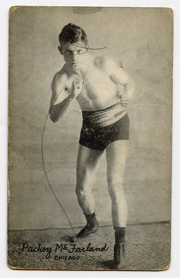 Rare AUTHENTIC Vintage Antique Scarce BOXING Card PACKEY McFARLAND: The provenance of this lot is from the private collection of the father (inheritance) of it's last owner in FL. This is real original antique card (No a later reproduction) mainly produced during the 