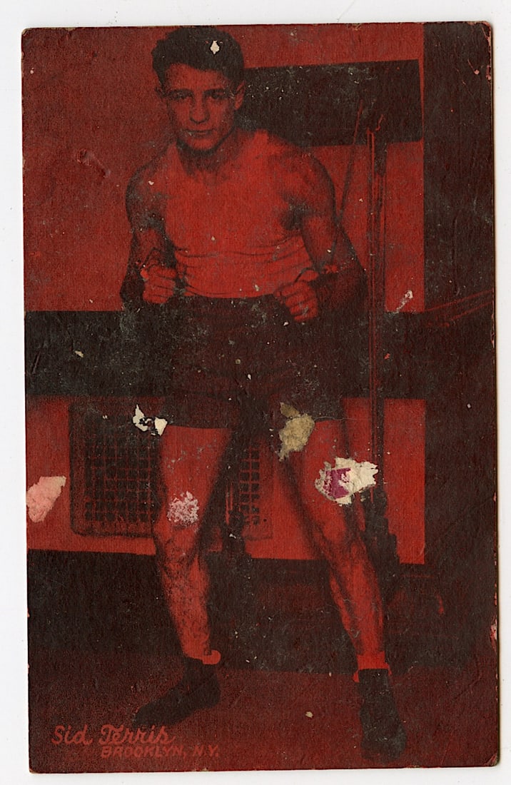 Rare AUTHENTIC Vintage Antique Scarce BOXING Card SID TERRIS: The provenance of this lot is from the private collection of the father (inheritance) of it's last owner in FL. This is real original antique card (No a later reproduction) mainly produced during the 