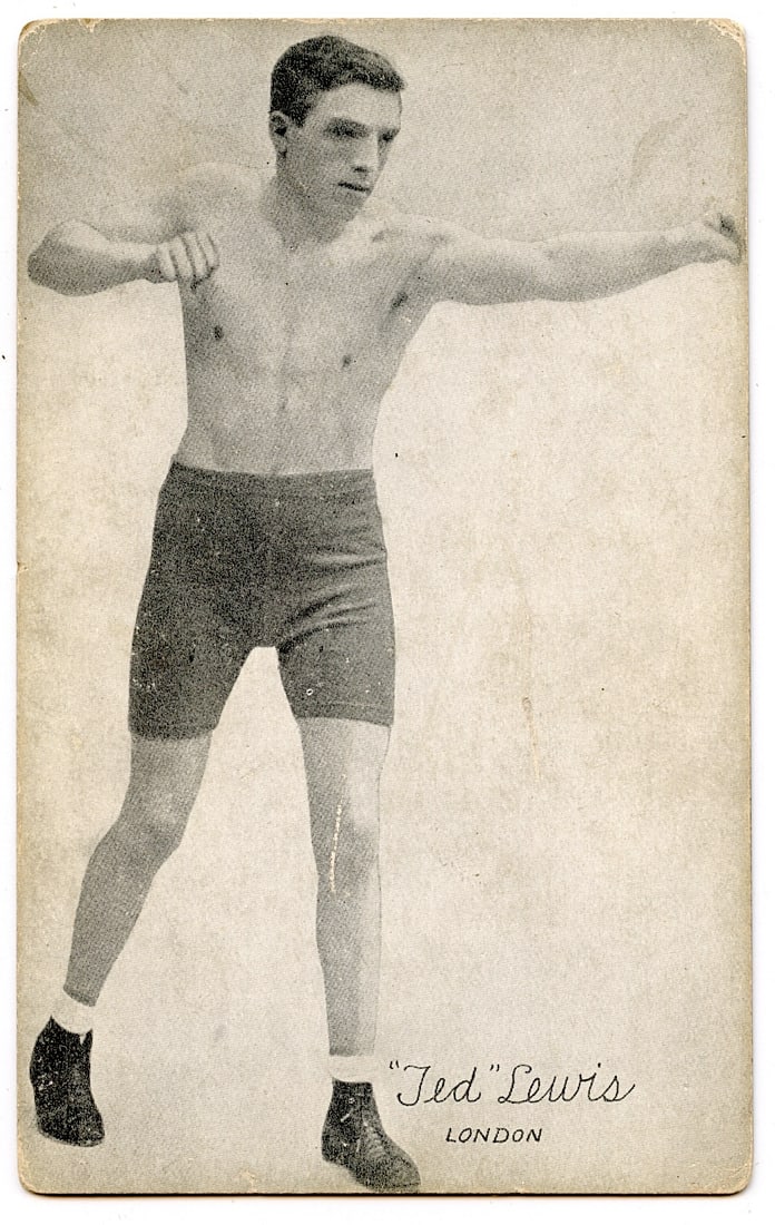 Rare AUTHENTIC Vintage Antique Scarce BOXING Card TED LEWIS: The provenance of this lot is from the private collection of the father (inheritance) of it's last owner in FL. This is real original antique card (No a later reproduction) mainly produced during the 