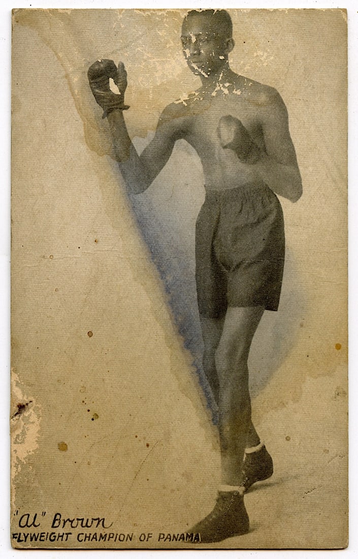 Rare AUTHENTIC Vintage Antique Scarce BOXING Card AL BROWN: The provenance of this lot is from the private collection of the father (inheritance) of it's last owner in FL. This is real original antique card (No a later reproduction) mainly produced during the 