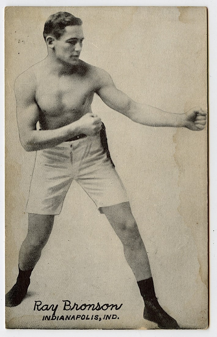Rare AUTHENTIC Vintage Antique Scarce BOXING Card RAY BRONSON: The provenance of this lot is from the private collection of the father (inheritance) of it's last owner in FL. This is real original antique card (No a later reproduction) mainly produced during the 