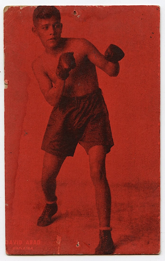 Rare AUTHENTIC Vintage Antique Scarce BOXING Card DAVEY ABAD: The provenance of this lot is from the private collection of the father (inheritance) of it's last owner in FL. This is real original antique card (No a later reproduction) mainly produced during the 