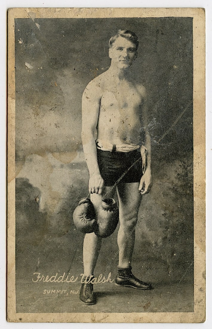 Rare AUTHENTIC Vintage Antique Scarce BOXING Card FREDDY WELSH: The provenance of this lot is from the private collection of the father (inheritance) of it's last owner in FL. This is real original antique card (No a later reproduction) mainly produced during the 