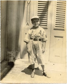 Vintage Original Boy Phanatic Baseball Uniform Photo 1940s  9" x 7.25"