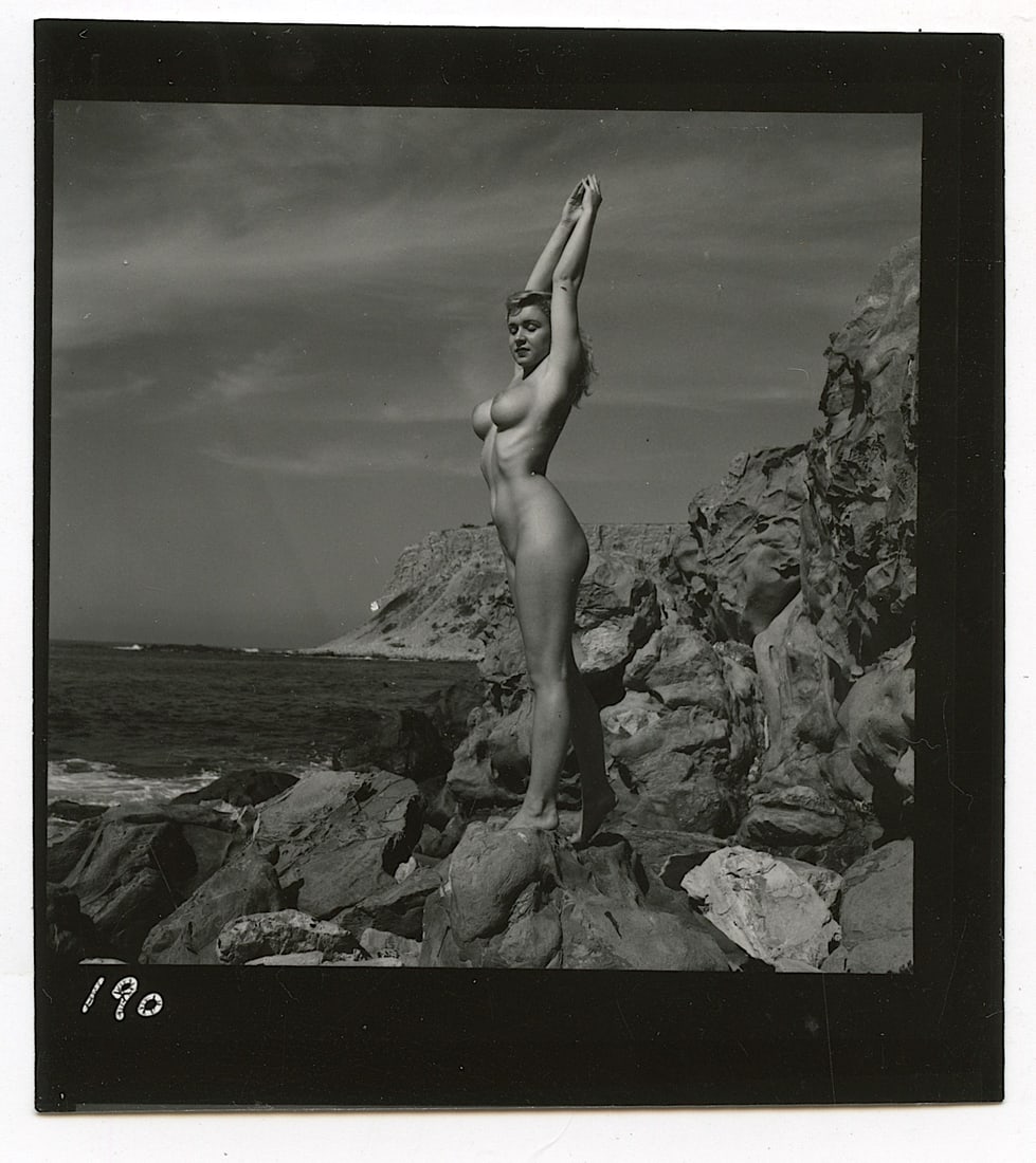 ANDRÉ DE DIENES Vintage Photo 1950s-1960s Nude Study: The provenance of this photo is from the archives of notable photographer André de Dienes.The dimensions are Approx. 2.75" x 2.75" (small variances can occur). This black and white gelatin photo was 