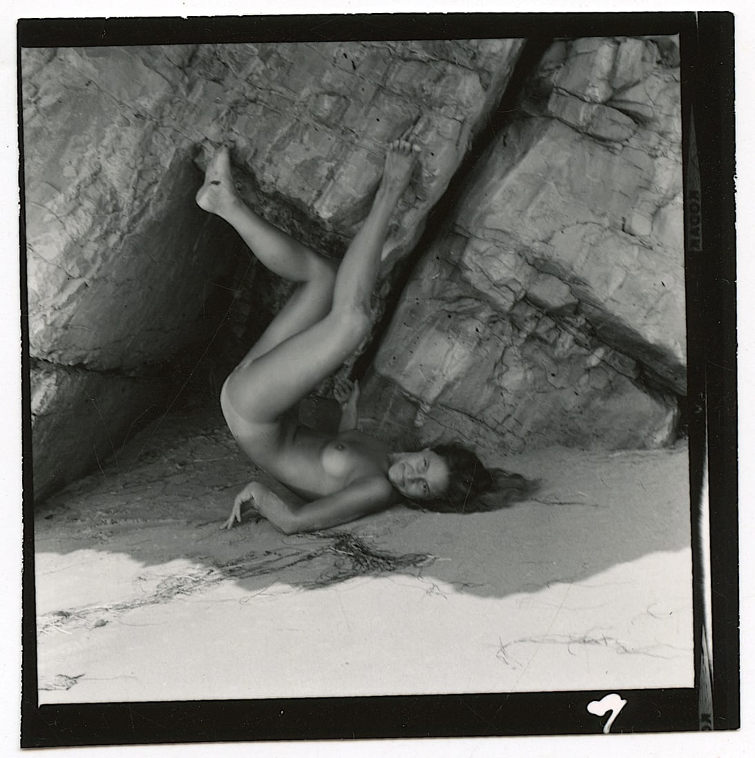 ANDRÉ DE DIENES Vintage Photo 1950s-1960s Nude Study: The provenance of this photo is from the archives of notable photographer André de Dienes.The dimensions are Approx. 2.75" x 2.75" (small variances can occur). This black and white gelatin photo was 
