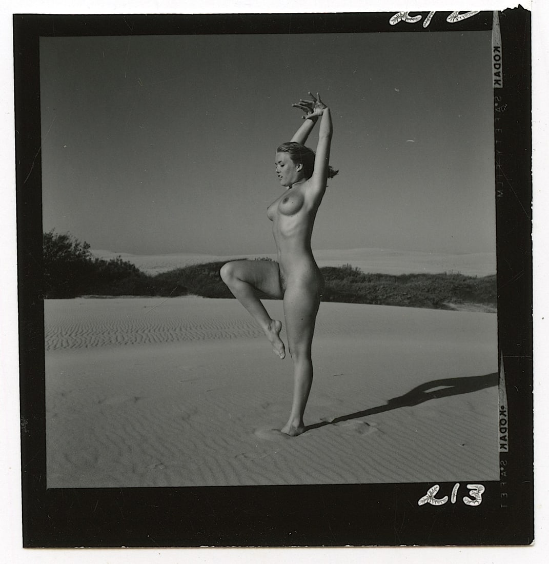 ANDRÉ DE DIENES Vintage Photo 1950s-1960s Nude Study: The provenance of this photo is from the archives of notable photographer André de Dienes.The dimensions are Approx. 2.75" x 2.75" (small variances can occur). This black and white gelatin photo was 