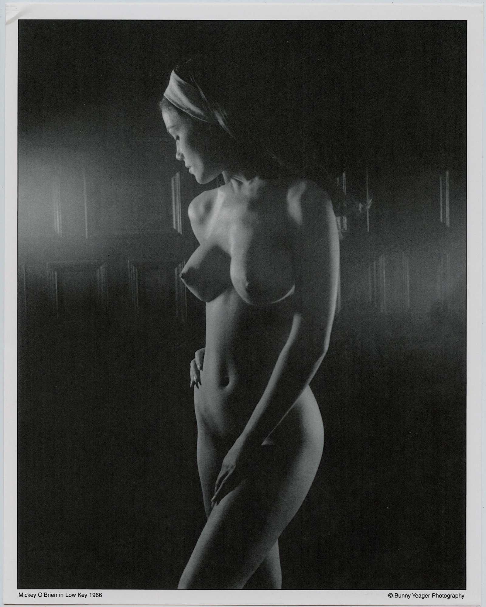 BUNNY YEAGER Vintage Pin Up Litho LOW KEY NUDE: This lot is coming from Bunny Yeager's estate/archives. Linnea Eleanor "Bunny" Yeager (March 13, 1929 - May 24, 2014) was an American photographer and pin-up model. She met Bettie Page in 1954, and to