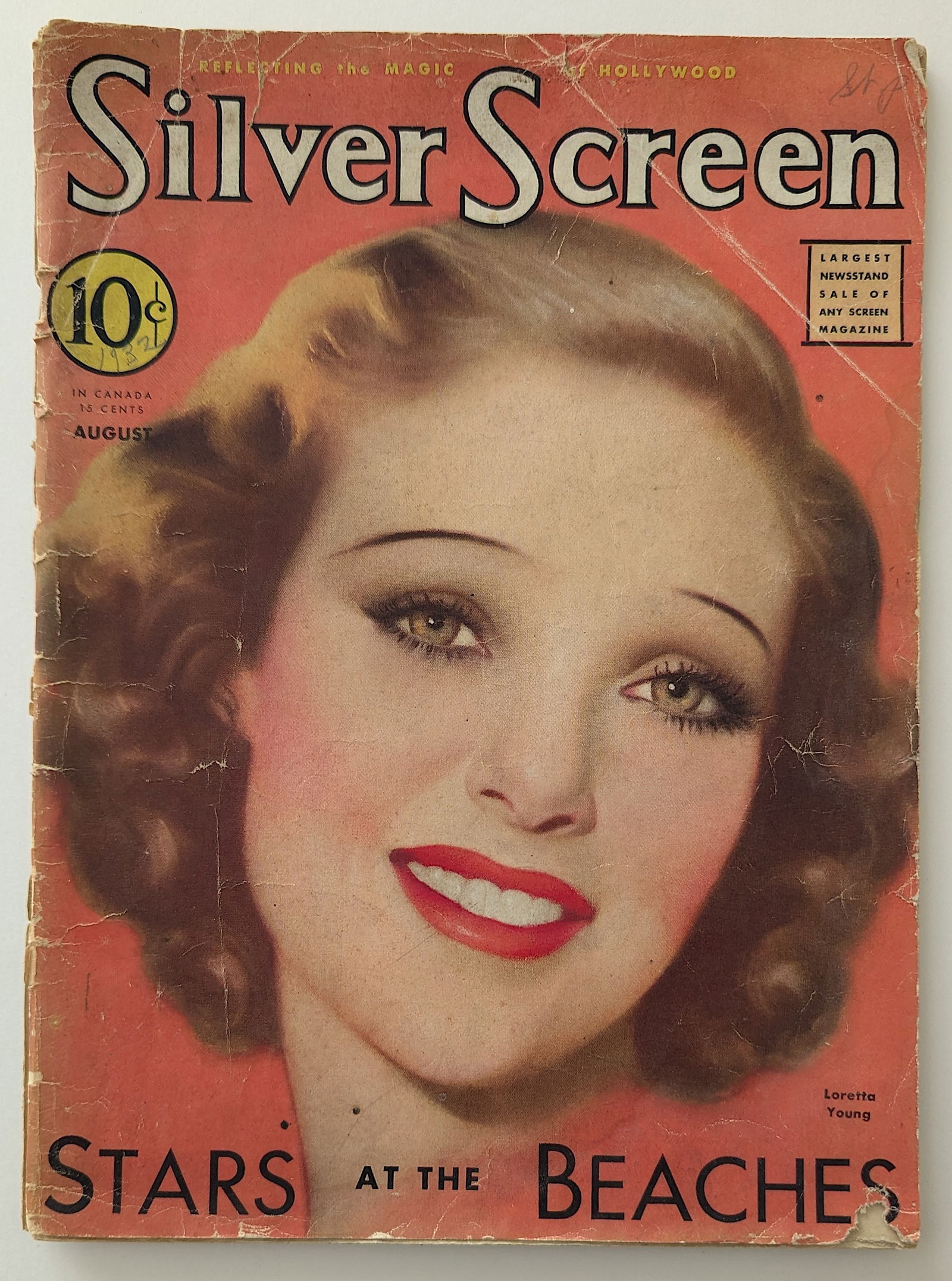 1932 AUGUST SILVER SCREEN MOVIE MAGAZINE - LORETTA YOUNG COVER -