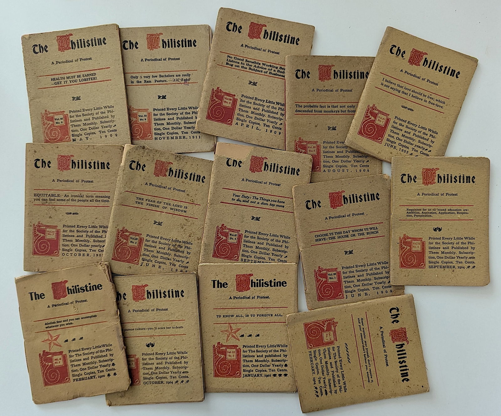 Set 14 Volumes The Phillistine A Periodical Protest, 1900s: This lot comes from the estate of a dedicated collector during many years. Her collection has been meticulously stored since its acquisition. Several of her collectibles have been acquired in the past