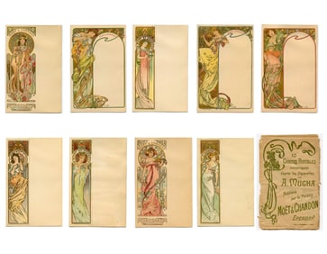 Set with 9 Authentic MUCHA PostCards Moet & Chandon