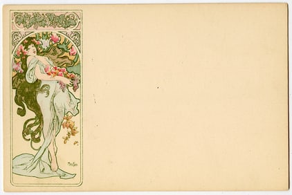Scarce Authentic Postcard Art Nouveau Alphonse Mucha Ca. 1900