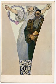 Mucha Art Nouveau Vernost J.A.Komensky Post Card 1914