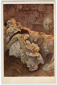Mucha Authentic Postcard Blessed Are Those Who Mourn 1915