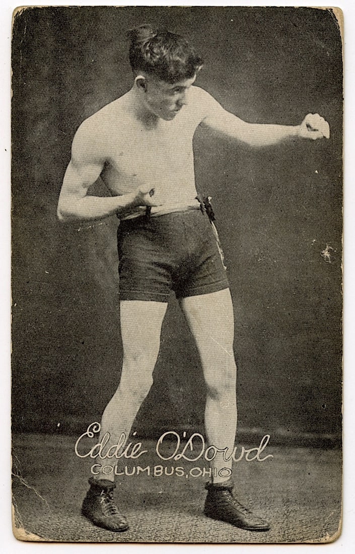 Rare AUTHENTIC Vintage Antique Scarce BOXING Card EDDIE O'DOWD: The provenance of this lot is from the private collection of the father (inheritance) of it's last owner in FL. This is real original antique card (No a later reproduction) mainly produced during the 