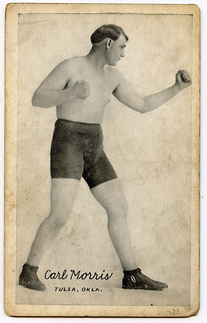 Rare AUTHENTIC Vintage Antique Scarce BOXING Card CARL MORRIS: The provenance of this lot is from the private collection of the father (inheritance) of it's last owner in FL. This is real original antique card (No a later reproduction) mainly produced during the