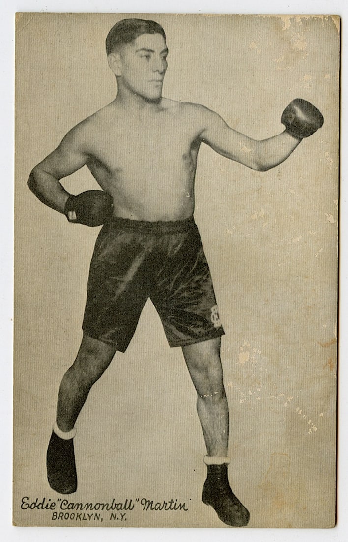 Rare AUTHENTIC Vintage Antique Scarce BOXING Card EDDIE CANNONBALL: The provenance of this lot is from the private collection of the father (inheritance) of it's last owner in FL. This is real original antique card (No a later reproduction) mainly produced during the 