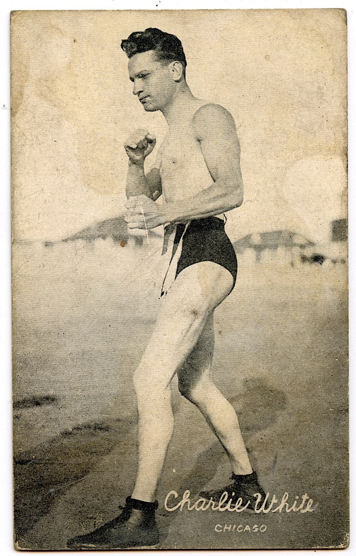 Rare AUTHENTIC Vintage Antique Scarce BOXING Card CHARLIE WHITE: The provenance of this lot is from the private collection of the father (inheritance) of it's last owner in FL. This is real original antique card (No a later reproduction) mainly produced during the