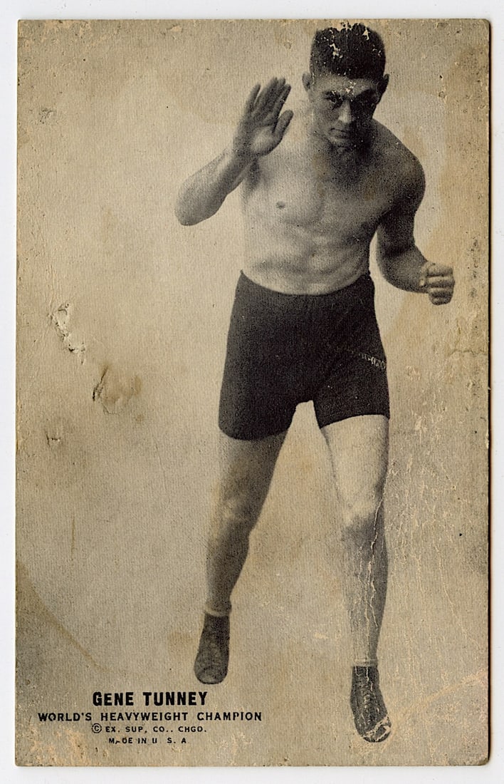 Rare AUTHENTIC Vintage Antique Scarce BOXING Card GENE TUNNEY: The provenance of this lot is from the private collection of the father (inheritance) of it's last owner in FL. This is real original antique card (No a later reproduction) mainly produced during the 