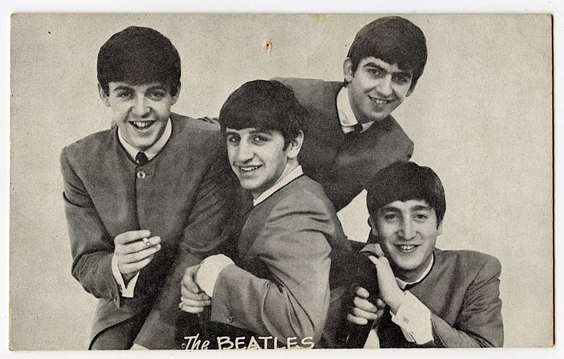 Original Vintage Postcard THE BEATLES Printed in USA, 1960s (1 of 2)