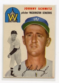 1954 TOPPS BASEBALL #33 JOHNNY SCHMITZ, WASHINGTON SENATORS