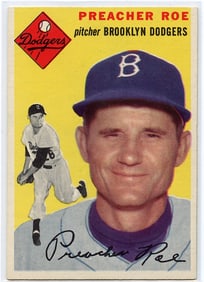 Baseball Card 1954 TOPPS BROOKLYN DODGERS PREACHER ROE #14