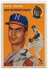 Vintage Baseball Card 1954 Topps Bob Buhl #210 Braves