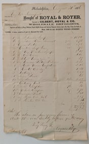 Antique Invoice ROYAL & ROYER Wholesale Druggists, Philadelphia 1866