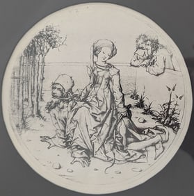 Vintage Framed Photo od Drypoint Aristotle and Phyllis