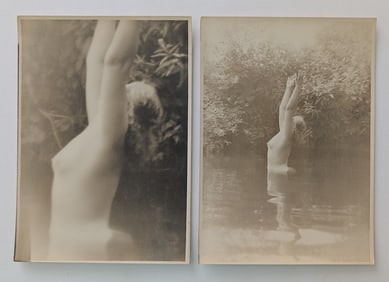 Vintage Set 2 Photographs Art Nouveau Nude Female 7" x 5" (each)