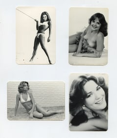 Vintage Set 4 Original Photographs Pin Up Models 3.5" x 2.5"